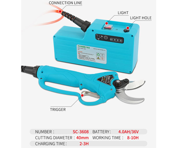 Details of SC-3608 40mm Electric Pole Hand Pruning Shears