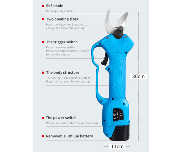 Details of SC-8603 28mm Battery Garden Pruning Shears