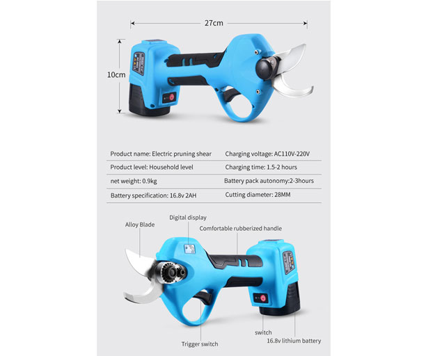 Details of SC-8604 28mm Battery Pruning Shears with Power Display